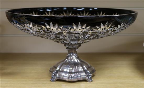 A Bohemian glass circular bowl, 35cm.